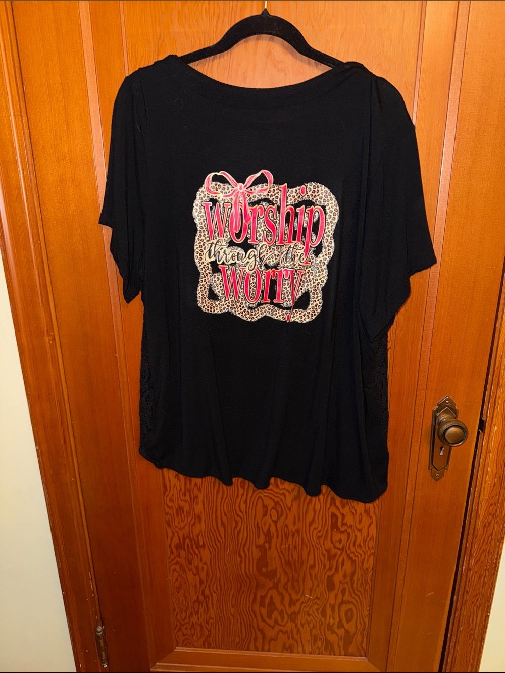 croft & barrow Black Short-Sleeve Top with Pink Accent Graphic